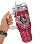 custom new mexico lobos hex texture red curved tumbler best selling.webp