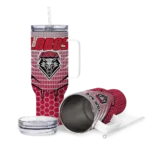 custom new mexico lobos hex texture red curved tumbler best selling.webp