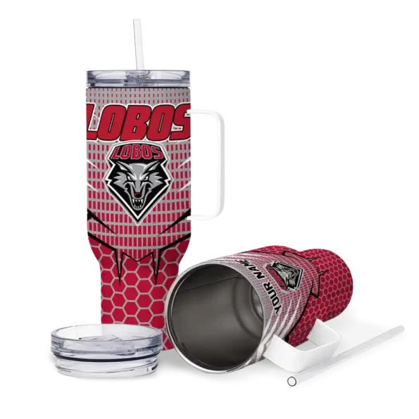 custom new mexico lobos hex texture red curved tumbler high quality.webp