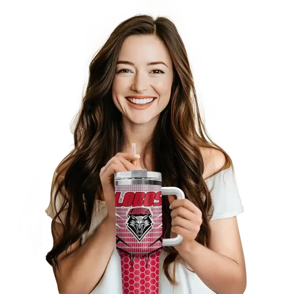 custom new mexico lobos hex texture red curved tumbler premium grade.webp