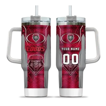 custom new mexico lobos hexagon armor red curved tumbler best selling.webp
