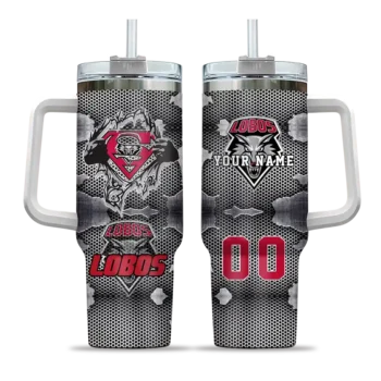custom new mexico lobos superman shield red gray curved tumbler best selling.webp