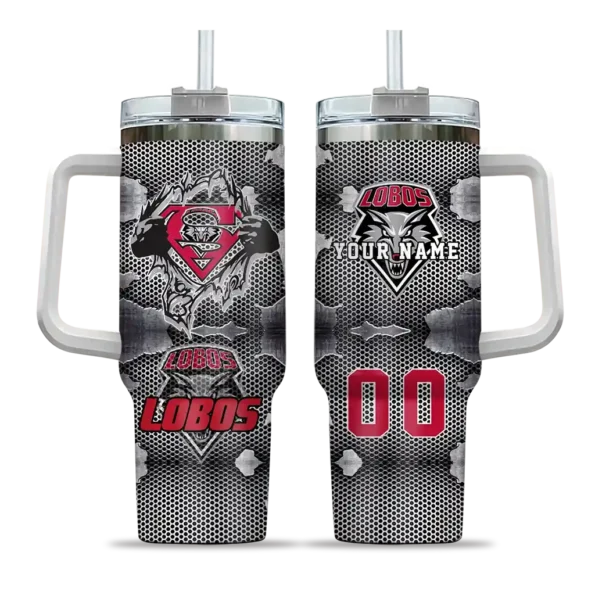 custom new mexico lobos superman shield red gray curved tumbler best selling.webp