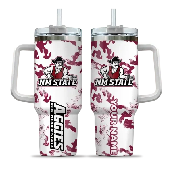 custom new mexico state aggies camo mashup crimson white curved tumbler best selling