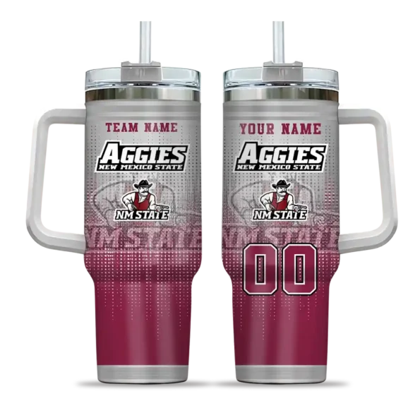 custom new mexico state aggies gradient dots crimson curved tumbler best selling