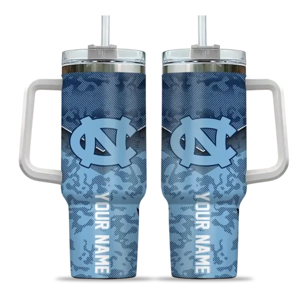 custom north carolina tar heels chevron stripe light blue curved tumbler best selling