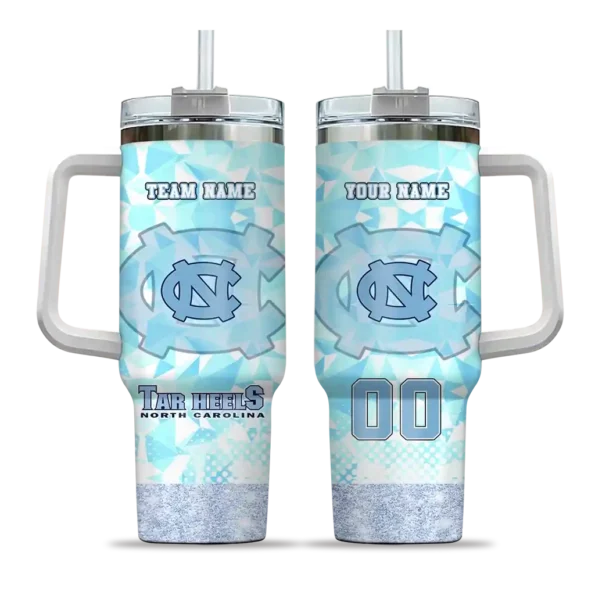 custom north carolina tar heels geometric prism light blue curved tumbler best selling