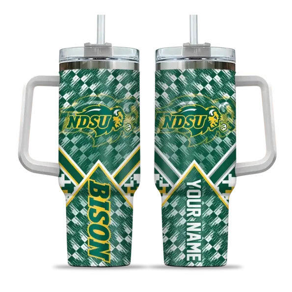 custom north dakota state bison chevron angle green curved tumbler best selling