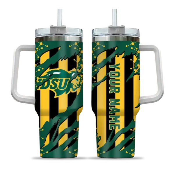 custom north dakota state bison claw cut green black curved tumbler best selling