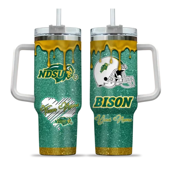 custom north dakota state bison heart helmet motif green curved tumbler best selling