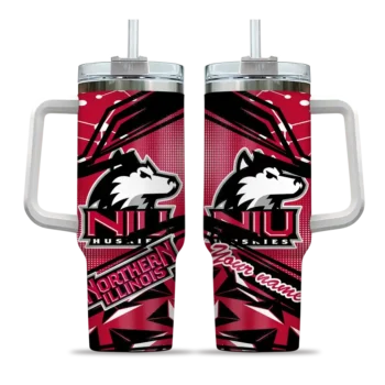custom northern illinois huskies abstract paths red curved tumbler best selling.webp