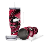 custom northern illinois huskies abstract paths red curved tumbler best selling.webp