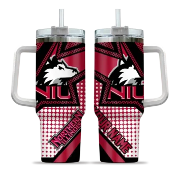 custom northern illinois huskies arrow burst red curved tumbler best selling.webp
