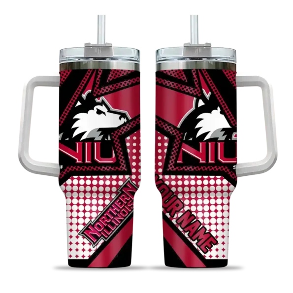custom northern illinois huskies arrow burst red curved tumbler best selling.webp