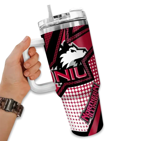 custom northern illinois huskies arrow burst red curved tumbler fashion forward.webp