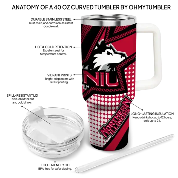 custom northern illinois huskies arrow burst red curved tumbler new arrival.webp