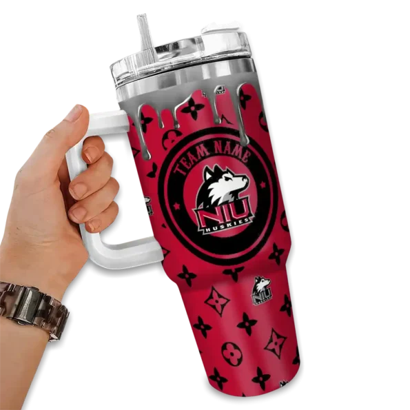 custom northern illinois huskies bullseye drips red curved tumbler fashion forward.webp