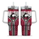 custom northern illinois huskies leopard zipper red curved tumbler best selling.webp