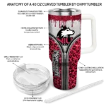 custom northern illinois huskies leopard zipper red curved tumbler best selling.webp