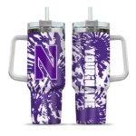 custom northwestern wildcats burst swirl purple curved tumbler best selling.webp