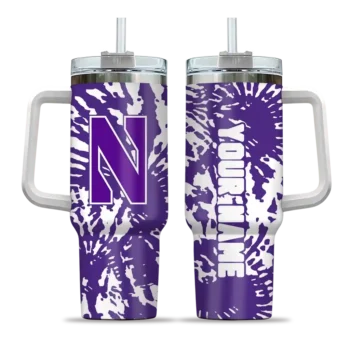 custom northwestern wildcats burst swirl purple curved tumbler best selling.webp
