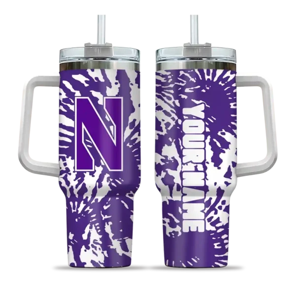 custom northwestern wildcats burst swirl purple curved tumbler best selling.webp