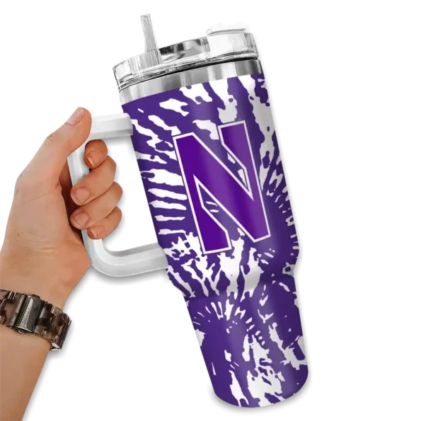 custom northwestern wildcats burst swirl purple curved tumbler fashion forward.webp