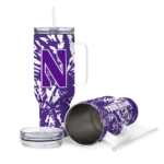 custom northwestern wildcats burst swirl purple curved tumbler best selling.webp