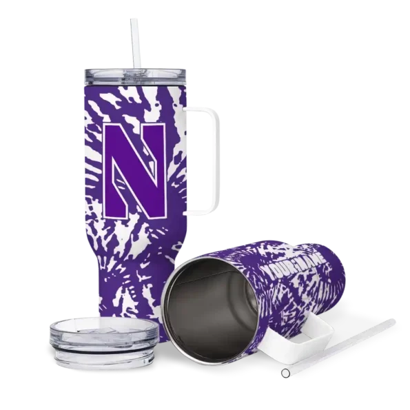 custom northwestern wildcats burst swirl purple curved tumbler high quality.webp