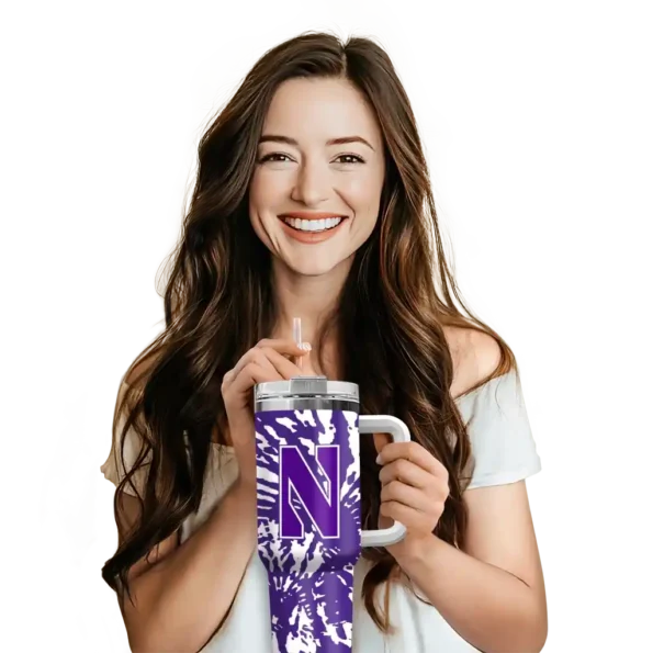 custom northwestern wildcats burst swirl purple curved tumbler premium grade.webp