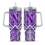 custom northwestern wildcats chevron angle purple curved tumbler best selling.webp