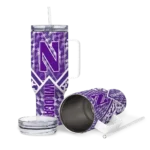 custom northwestern wildcats chevron angle purple curved tumbler best selling.webp