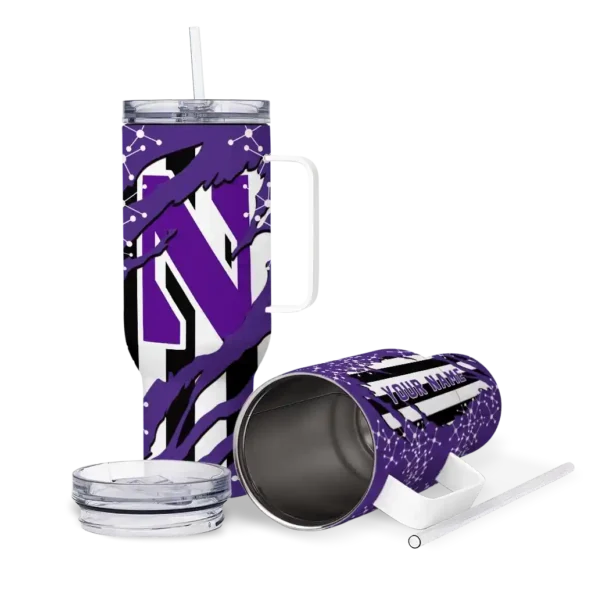 custom northwestern wildcats claw cut purple black curved tumbler high quality.webp