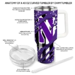 custom northwestern wildcats claw cut purple black curved tumbler best selling.webp
