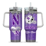 custom northwestern wildcats heart helmet motif purple curved tumbler best selling.webp