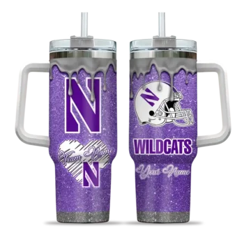 custom northwestern wildcats heart helmet motif purple curved tumbler best selling.webp
