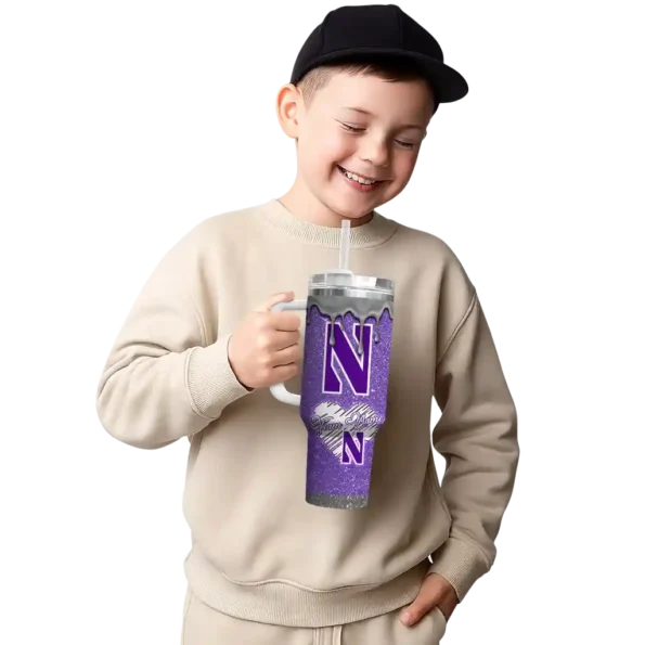 custom northwestern wildcats heart helmet motif purple curved tumbler latest model.webp