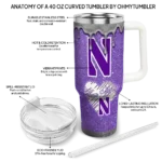 custom northwestern wildcats heart helmet motif purple curved tumbler best selling.webp