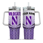 custom northwestern wildcats hex texture purple curved tumbler best selling.webp