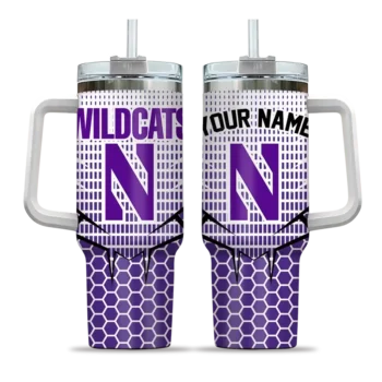 custom northwestern wildcats hex texture purple curved tumbler best selling.webp