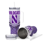 custom northwestern wildcats hex texture purple curved tumbler best selling.webp