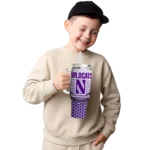 custom northwestern wildcats hex texture purple curved tumbler best selling.webp