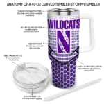 custom northwestern wildcats hex texture purple curved tumbler best selling.webp