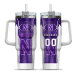 custom northwestern wildcats hexagon armor purple curved tumbler best selling.webp