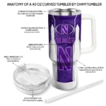 custom northwestern wildcats hexagon armor purple curved tumbler best selling.webp