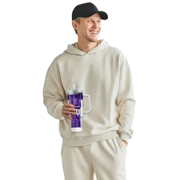 custom northwestern wildcats hexagon armor purple curved tumbler top rated.webp
