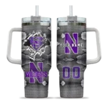 custom northwestern wildcats superman shield purple gray curved tumbler best selling.webp