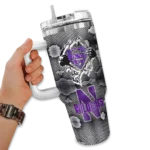 custom northwestern wildcats superman shield purple gray curved tumbler best selling.webp