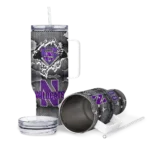 custom northwestern wildcats superman shield purple gray curved tumbler best selling.webp