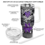 custom northwestern wildcats superman shield purple gray curved tumbler best selling.webp